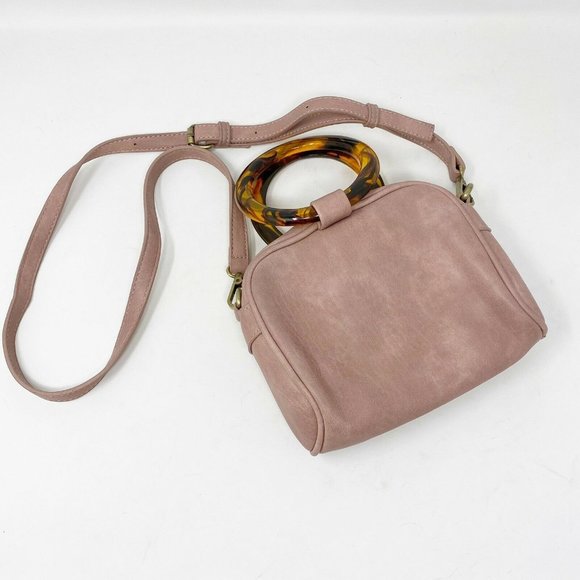 ANTHROPOLOGIE blush pink lucite handle VEGAN bag - Picture 2 of 9